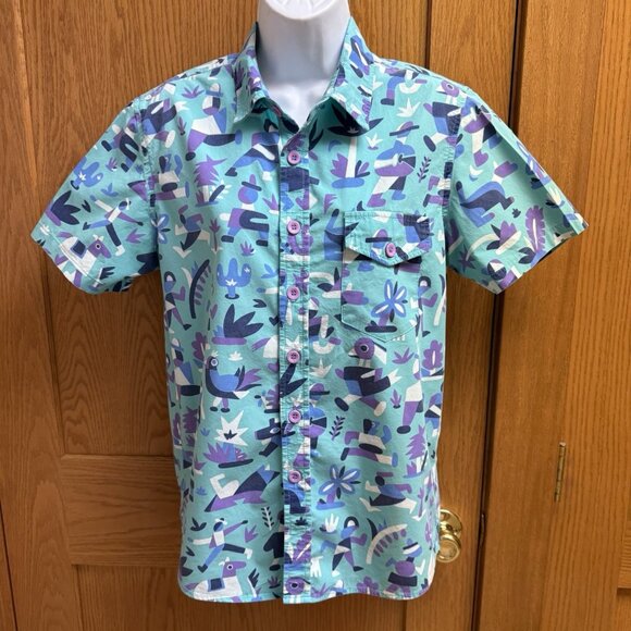 Mokuyobi Blue & Purple Button Front Shirt - Small - Made in the USA - Picture 1 of 4